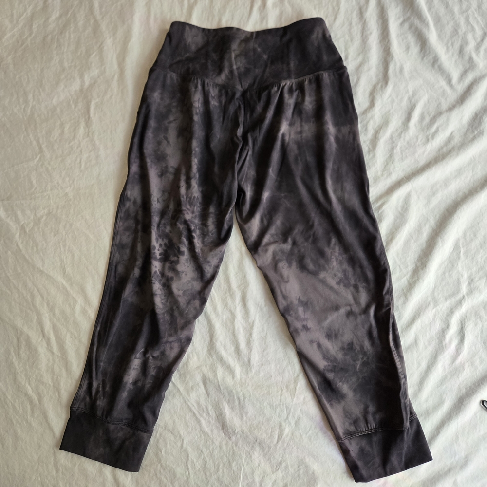 Oalka Charcoal Grey Marble Tie Dye Women's Capri Joggers EB2 - Picture 6 of 7